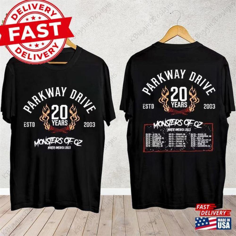 Parkway Drive Monsters Of Oz Us Tour Shirt Fan 2 Sided Tshirt